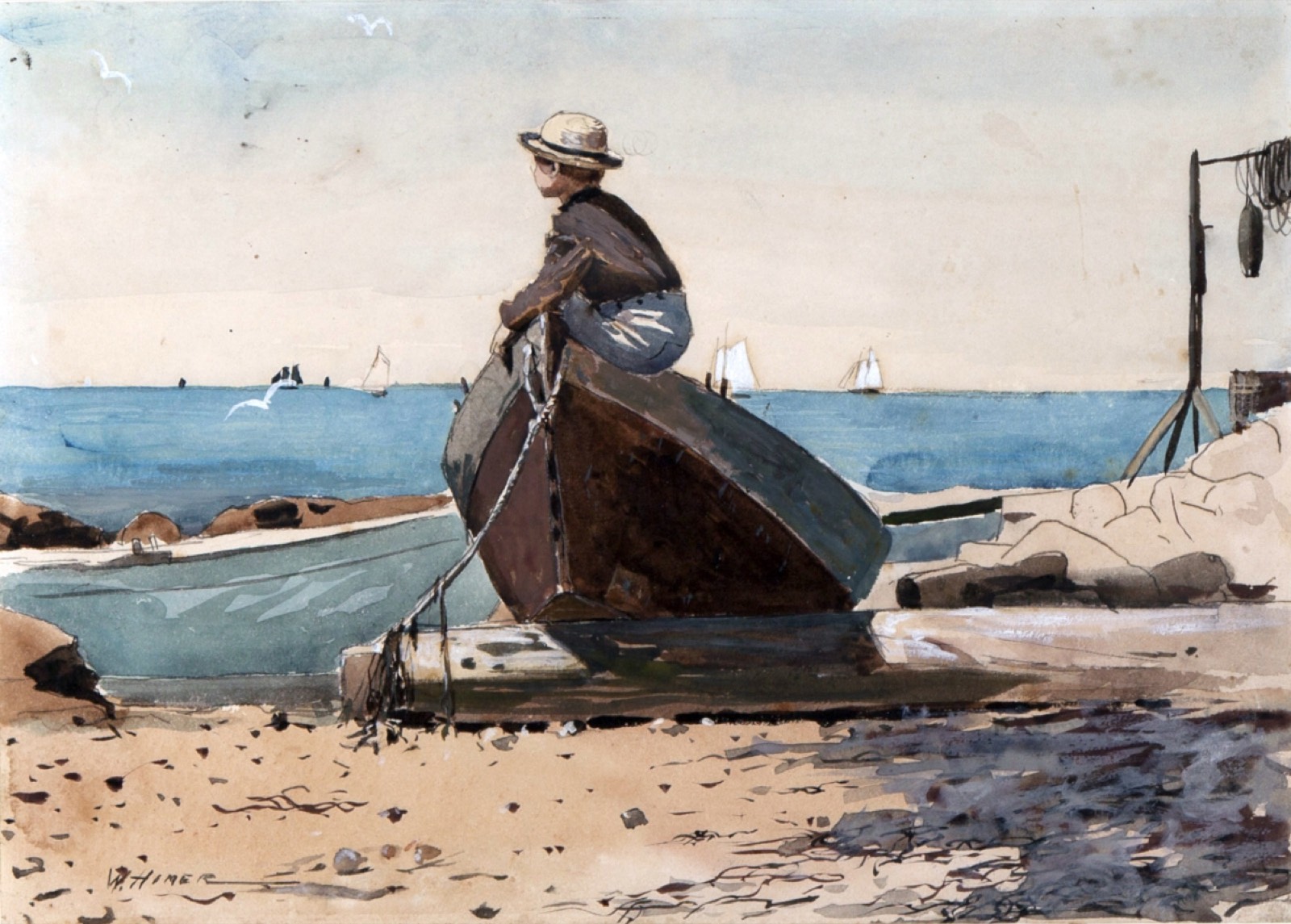 Winslow Homer watercolour of a boy waiting beside a beached dory, used as the article cover