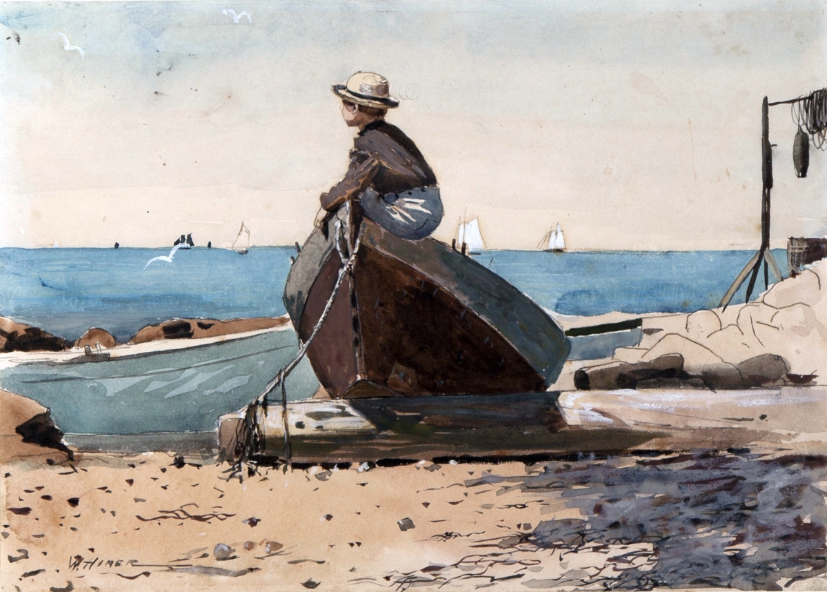Winslow Homer watercolour of a boy waiting beside a beached dory, used as the article cover