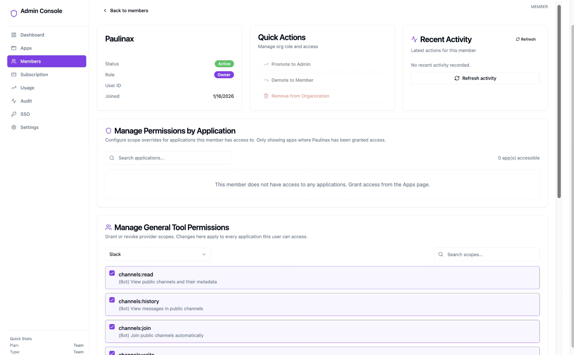 Manage member permissions