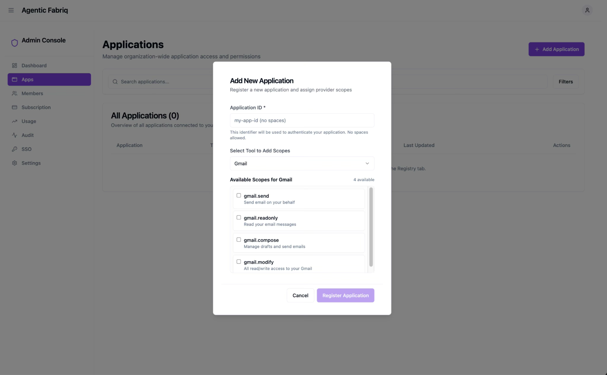 Add application ID and scopes