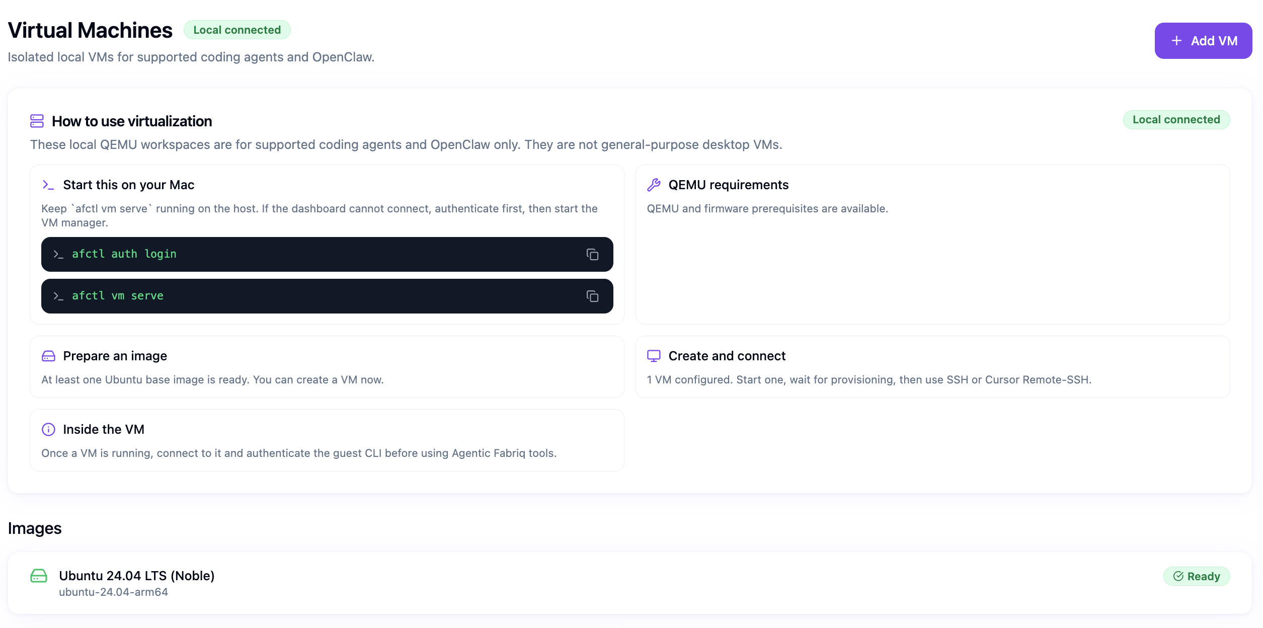 Connected virtualization dashboard
